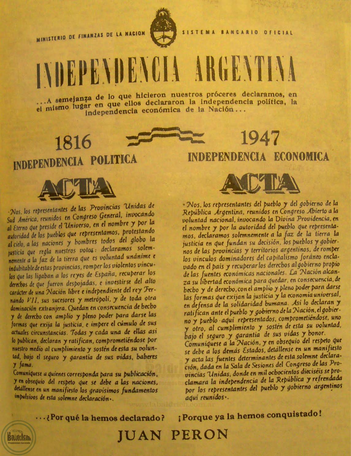 Independencia económica - Perón 1947